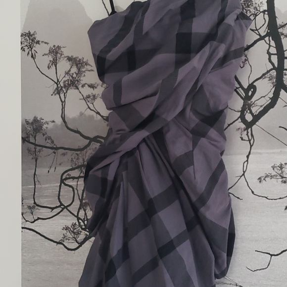 All Saints Lima Plaid One Shoulder Dress 8 - Picture 3 of 8